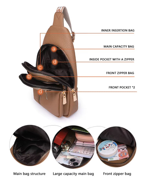 Load image into Gallery viewer, UrbanChic Crossbody – Waterproof PU Leather Chest &amp; Shoulder Bag for Women on the Go
