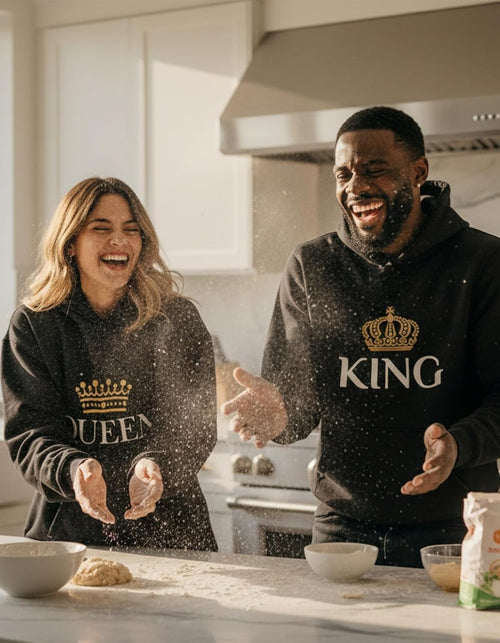 Load image into Gallery viewer, King and Queen Valentines Day Outfit His and Hers Matching Hoodies for Couples
