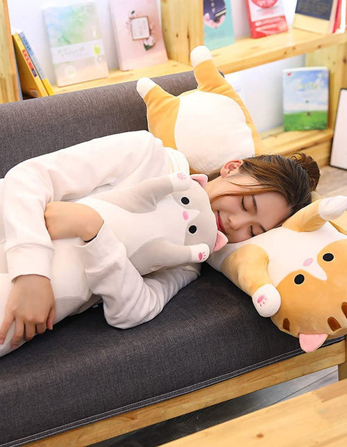 Load image into Gallery viewer, Cute Cat Plush Long Body Pillow Cuddle Cartoon Stuffed Animals Cat Plushie Soft Doll Pillows Gifts for Kids Girls (Orange, 19")
