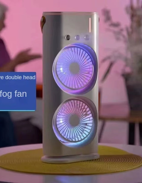 Load image into Gallery viewer, Breezeglow™ 2-In-1 Dual Mist Cooling Fan – Chill, Hydrate &amp; Light up Your Space
