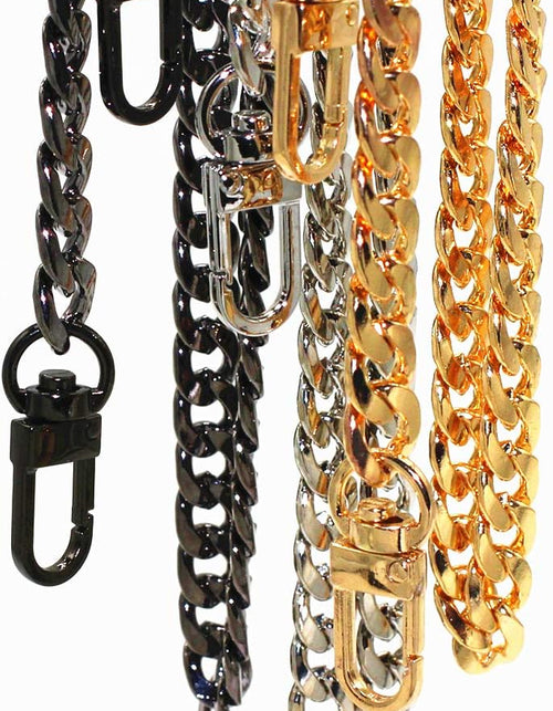 Load image into Gallery viewer, DIY Iron Flat Chain Strap Handbag Chains Purse Chain Straps Shoulder Cross Body Replacement Straps with Metal Buckles (47", Gold)

