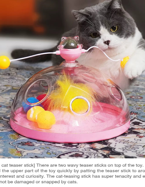 Load image into Gallery viewer, Cat Puzzle Toys Indoor for Kitten Interactive Games Spinning Track Balls &amp; Feather Teaser Toy Stimulation Brain Treasure Chest
