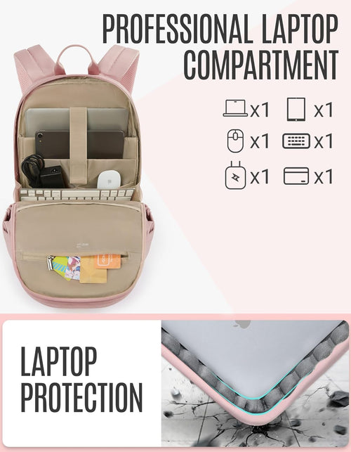 Load image into Gallery viewer, Collge Laptop Backpack, 15.6 Inch Laptop Travel Backpack for Women, College Computer Bookbag Casual Bag for Work Travel College, Gifts for Women,Pink
