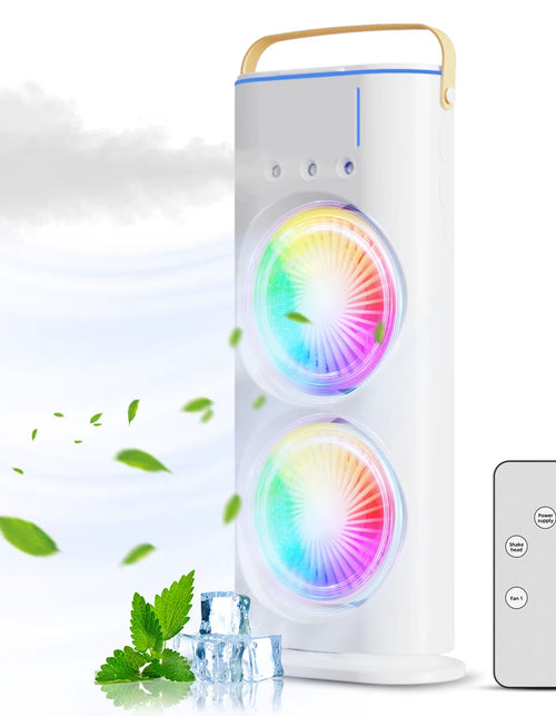 Load image into Gallery viewer, Breezeglow™ 2-In-1 Dual Mist Cooling Fan – Chill, Hydrate &amp; Light up Your Space
