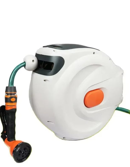 Load image into Gallery viewer, Automatic Rewind Hose Reel: 7-Pattern Nozzle with Slow Return System for Car &amp; Garden
