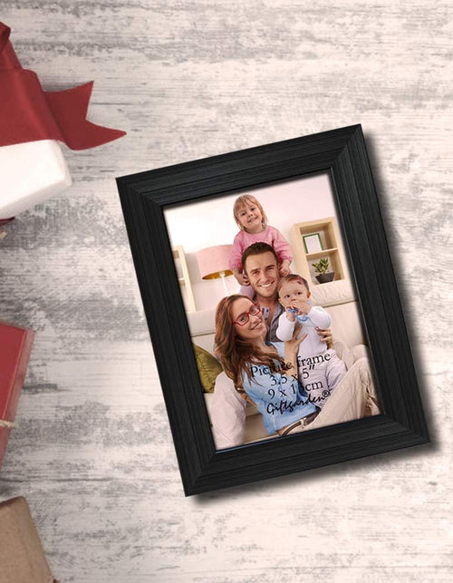 Load image into Gallery viewer, 12 Pack 3.5X5 Black Picture Frame Bulk Set for Desktop Display or Wall Mounting
