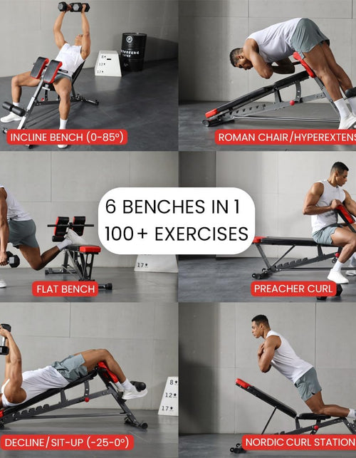 Load image into Gallery viewer, Multi-Functional FID Weight Bench for Full All-In-One Body Workout – Hyper Back Extension, Roman Chair, Adjustable Ab Sit up Bench, Incline Decline Bench, Flat Bench
