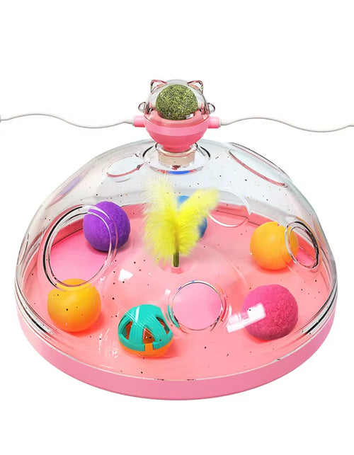 Load image into Gallery viewer, Cat Puzzle Toys Indoor for Kitten Interactive Games Spinning Track Balls &amp; Feather Teaser Toy Stimulation Brain Treasure Chest

