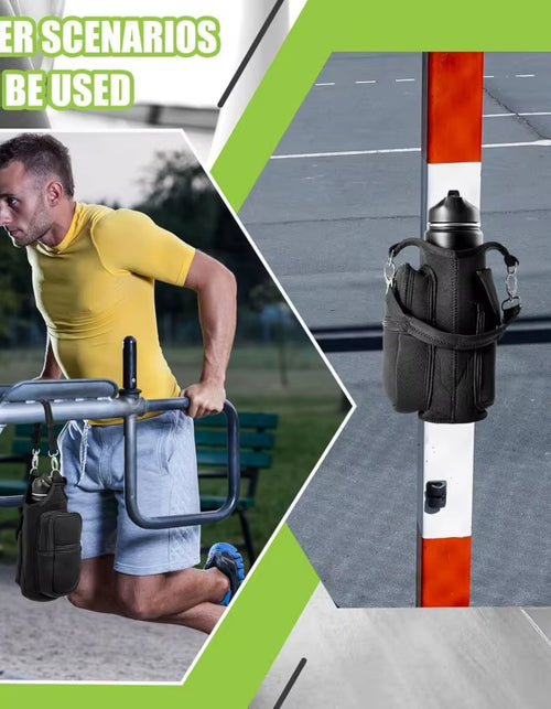 Load image into Gallery viewer, Magnetic Water Bottle Holder Gym Water Bottle Carrier Bag W/ Phone Pocket Handle Shoulder Strap 6 Built-In Magnets Water Bottle
