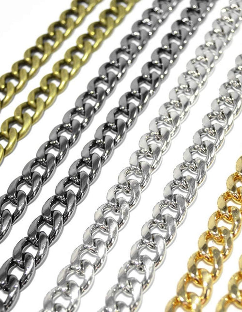 Load image into Gallery viewer, DIY Iron Flat Chain Strap Handbag Chains Purse Chain Straps Shoulder Cross Body Replacement Straps with Metal Buckles (47", Gold)
