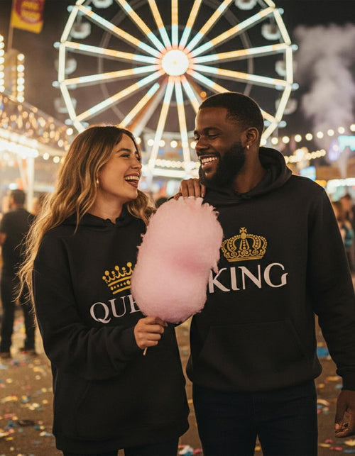 Load image into Gallery viewer, King and Queen Valentines Day Outfit His and Hers Matching Hoodies for Couples
